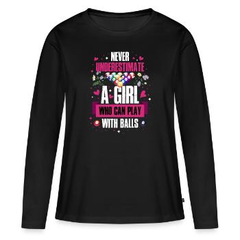 Billard Pool Snooker Cadeau drôle - T-shirt manches longues Premium bio Femme - noir - Devant - Julia (174cm)