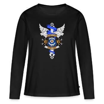 JusticePolice Policier - T-shirt manches longues Premium bio Femme - noir - Devant - Julia (174cm)