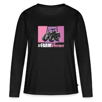 farm women - Frauen Premium Bio Langarmshirt - Schwarz - Vorne - Julia (174cm)