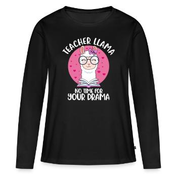 Teacher Alpaca Llama Teacher Lessons - Women's Premium Organic Long Sleeve Shirt - black - Front - Julia (174cm)