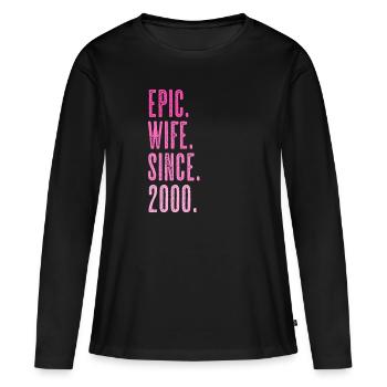Epic wife since 2000 marriage wedding - Frauen Premium Bio Langarmshirt - Schwarz - Vorne - Julia (174cm)
