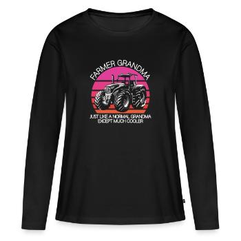 Farmer Grandma - Frauen Premium Bio Langarmshirt - Schwarz - Vorne - Julia (174cm)