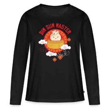 Dim Sum Maître - T-shirt manches longues Premium bio Femme - noir - Devant - Julia (174cm)