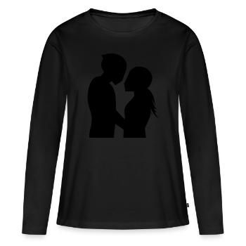 Bikercouple moto couple couple câlin couple - T-shirt manches longues Premium bio Femme - noir - Devant - Julia (174cm)