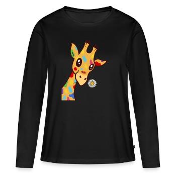 Girafe girafe girafe girafe cadeau - T-shirt manches longues Premium bio Femme - noir - Devant - Julia (174cm)
