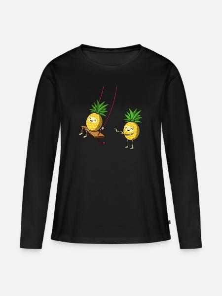 Swinging Pineapple Ananas Geschenk - Premium økologisk langærmet T-shirt til kvinder - sort