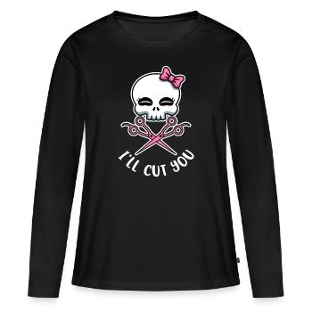 Ill Cut You Coiffeur cadeau - T-shirt manches longues Premium bio Femme - noir - Devant - Julia (174cm)