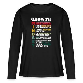 Mentalité de croissance des enseignants - T-shirt manches longues Premium bio Femme - noir - Devant - Julia (174cm)