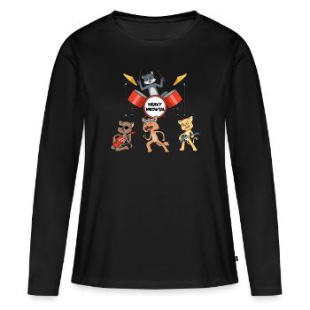 Cadeau Heavy Meowtal Heavy Metal - T-shirt manches longues Premium bio Femme - noir - Devant - Julia (174cm)