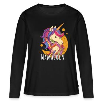 Rainbow Unicorn Mom Mama Mother's Day - Frauen Premium Bio Langarmshirt - Schwarz - Vorne - Julia (174cm)