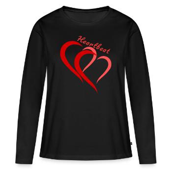 Herzschlag - Frauen Premium Bio Langarmshirt - Schwarz - Vorne - Julia (174cm)