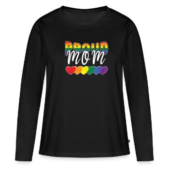 Rainbow Proud Mom Pride Mama Happy Mother's Day - Frauen Premium Bio Langarmshirt - Schwarz - Vorne - Julia (174cm)