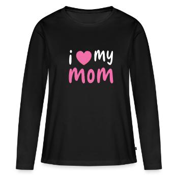 J’aime maman cœurs maman maman joyeuse fête des mères - T-shirt manches longues Premium bio Femme - noir - Devant - Julia (174cm)