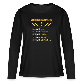 Lustige Handwerker Elektriker Elektroniker Gehalt - Frauen Premium Bio Langarmshirt - Schwarz - Vorne - Julia (174cm)