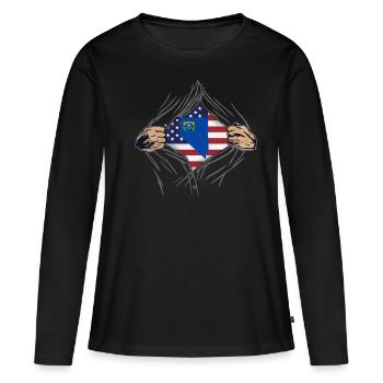 Rip Reveal America State Flag Nevada - Women's Premium Organic Long Sleeve Shirt - black - Front - Julia (174cm)