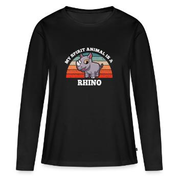Rhinocéros Pachydermes Mon animal spirituel est un rhinocéros - T-shirt manches longues Premium bio Femme - noir - Devant - Julia (174cm)