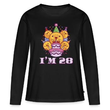 Age 28 Year Old Birth Born Cryptocurrency Money - Women's Premium Organic Long Sleeve Shirt - black - Front - Julia (174cm)