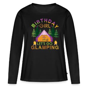Âge de naissance Aventure Vacances Glamp Go Camping - T-shirt manches longues Premium bio Femme - noir - Devant - Julia (174cm)