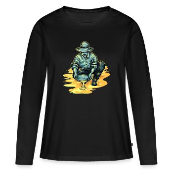 Prospecteur d’or GoldMine Gold Panner Ruée vers l’or - T-shirt manches longues Premium bio Femme - noir - Devant - Julia (174cm)
