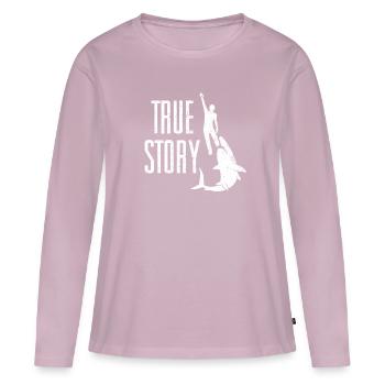 Amputation de la jambe d’attaque de requin Dictons amusants - T-shirt manches longues Premium bio Femme - rose poudré - Devant - Julia (174cm)