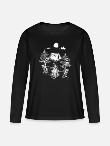 Outdoor Camping Liebhaber Baumhaus Wald Campen - Frauen Premium Bio Langarmshirt - Schwarz
