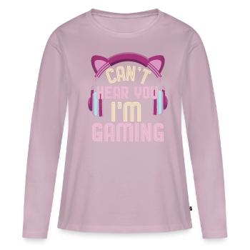 L’amateur de jeux vidéo ne peut pas vous entendre, je joue - T-shirt manches longues Premium bio Femme - rose poudré - Devant - Julia (174cm)