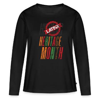 Drapeaux latinos hispaniques Mois du patrimoine hispanique - T-shirt manches longues Premium bio Femme - noir - Devant - Julia (174cm)