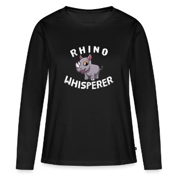 Rhino Whisperer Rhinoceros Pachyderm licorne Rhinocéros - T-shirt manches longues Premium bio Femme - noir - Devant - Julia (174cm)