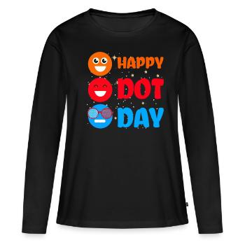 Cute Dot Pattern Colorful Smile Happy Dot Day - Frauen Premium Bio Langarmshirt - Schwarz - Vorne - Julia (174cm)