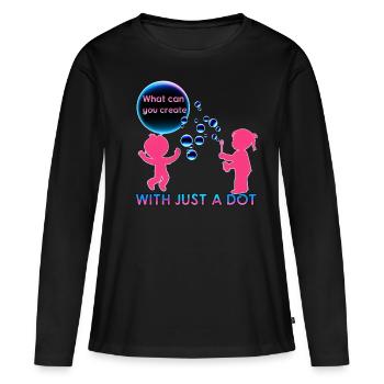 Create With Dot Kid Bubbles International Dot Day - Frauen Premium Bio Langarmshirt - Schwarz - Vorne - Julia (174cm)