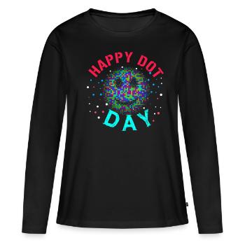 Dot Pattern Colorful Smile Happy Dot Day - Frauen Premium Bio Langarmshirt - Schwarz - Vorne - Julia (174cm)