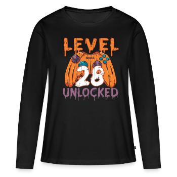 Halloween Pattern Pumpkin Game Gamer Birth Age 28 - Women's Premium Organic Long Sleeve Shirt - black - Front - Julia (174cm)