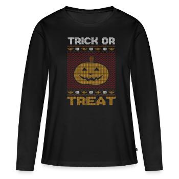 Stitch Pattern Pumpkin Creature Trick Halloween - T-shirt manches longues Premium bio Femme - noir - Devant - Julia (174cm)