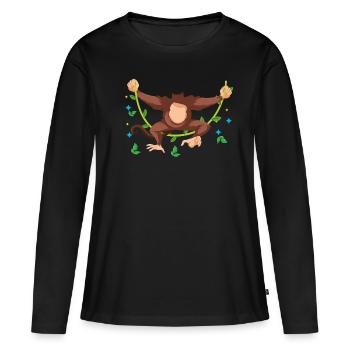 Drôle d’animal Vine Monkey Costume pour Halloween - T-shirt manches longues Premium bio Femme - noir - Devant - Julia (174cm)