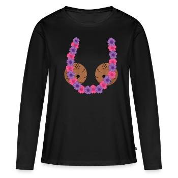 Drôle de costume hawaïen pour Halloween - T-shirt manches longues Premium bio Femme - noir - Devant - Julia (174cm)
