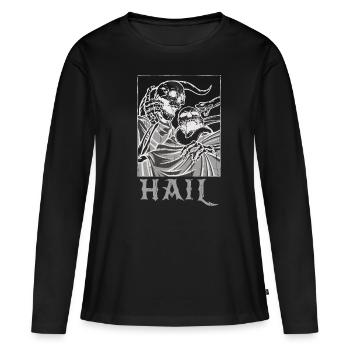 Squelette Os Tarot Carte Occulte Grêle Gothique - T-shirt manches longues Premium bio Femme - noir - Devant - Julia (174cm)