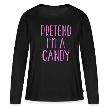 Drôle de faire semblant que je suis candy costume pour Halloween - T-shirt manches longues Premium bio Femme - noir - Devant - Julia (174cm)