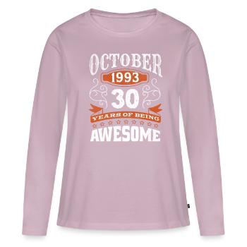 Vintage October 1993 30 Year Old Birth Awesome - Frauen Premium Bio Langarmshirt - Altrosa - Vorne - Julia (174cm)