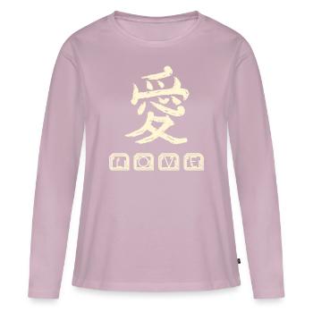 Love en japonais belle écriture traduire symbole - T-shirt manches longues Premium bio Femme - rose poudré - Devant - Julia (174cm)