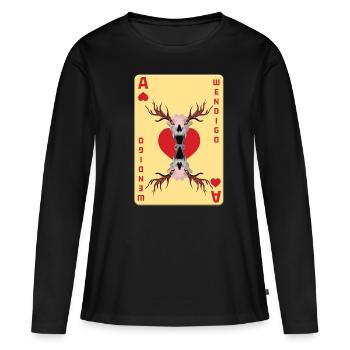 Carte de créature folklorique Wendigo Halloween Cryptid - T-shirt manches longues Premium bio Femme - noir - Devant - Julia (174cm)