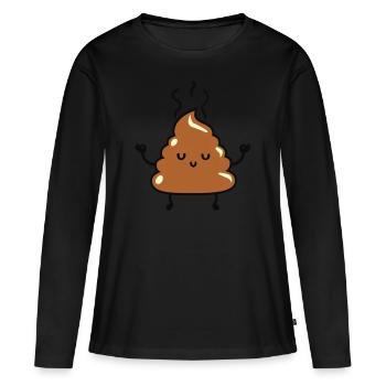 Caca zen méditation - T-shirt manches longues Premium bio Femme - noir - Devant - Julia (174cm)