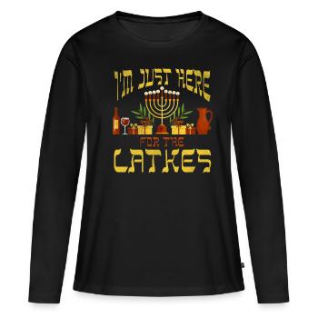 Pour Latkes Juifs de Noël Juifs Hanoukka Éléments - T-shirt manches longues Premium bio Femme - noir - Devant - Julia (174cm)