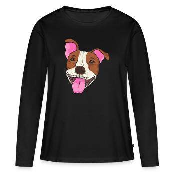 Staffordshire Pitbull Pittie Chien Chien Maître - T-shirt manches longues Premium bio Femme - noir - Devant - Julia (174cm)