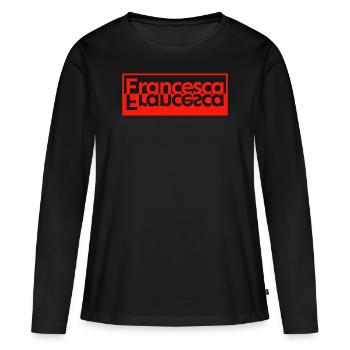 Textspiegel Nachname Vorname Francesca - Frauen Premium Bio Langarmshirt - Schwarz - Vorne - Julia (174cm)