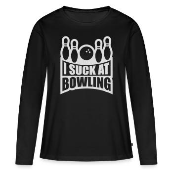 Je suis nul au bowling - T-shirt manches longues Premium bio Femme - noir - Devant - Julia (174cm)