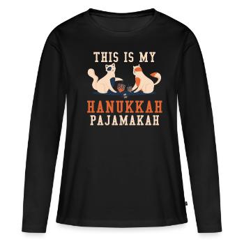 Chats Juifs de Noël Juif est mon Hanoukka - T-shirt manches longues Premium bio Femme - noir - Devant - Julia (174cm)