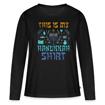 Juif de Noël juif Ce modèle de Hanoukka - T-shirt manches longues Premium bio Femme - noir - Devant - Julia (174cm)