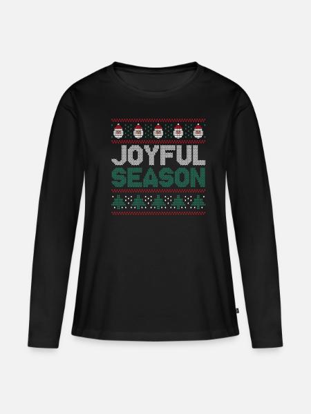 Père Noël moche Décembre Saison joyeuse Noël moche - T-shirt manches longues Premium bio Femme - noir