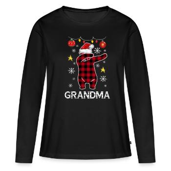 Plaid Bear Dabbing For Grandma December Christmas - Women's Premium Organic Long Sleeve Shirt - black - Front - Julia (174cm)