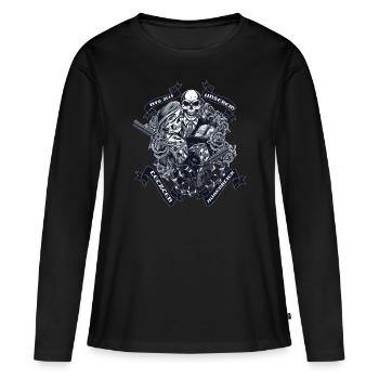 Look partenaire Jusqu’à notre dernier moment - T-shirt manches longues Premium bio Femme - noir - Devant - Julia (174cm)